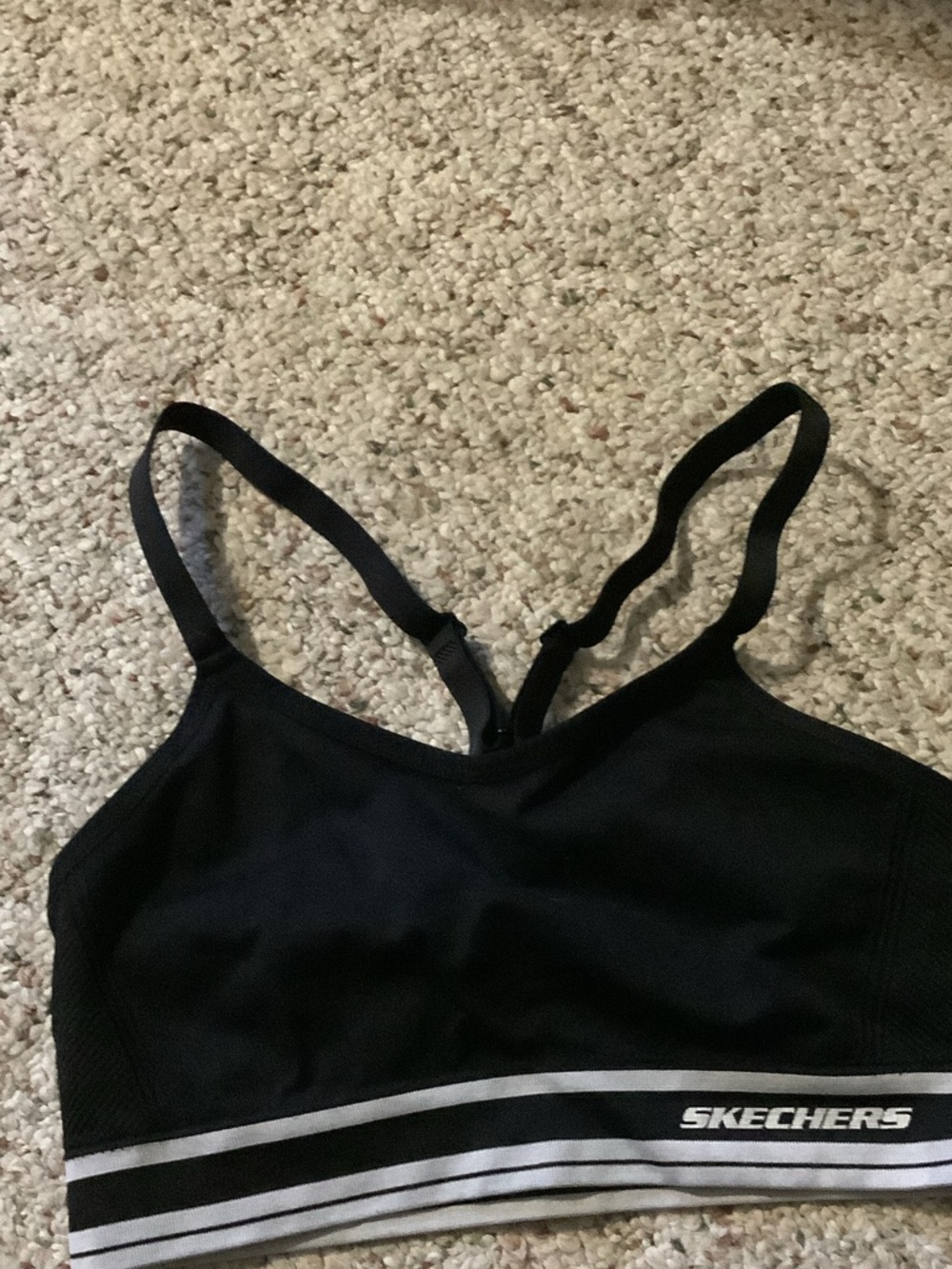 Skechers Black Sports Bra‎ with White Striped Band